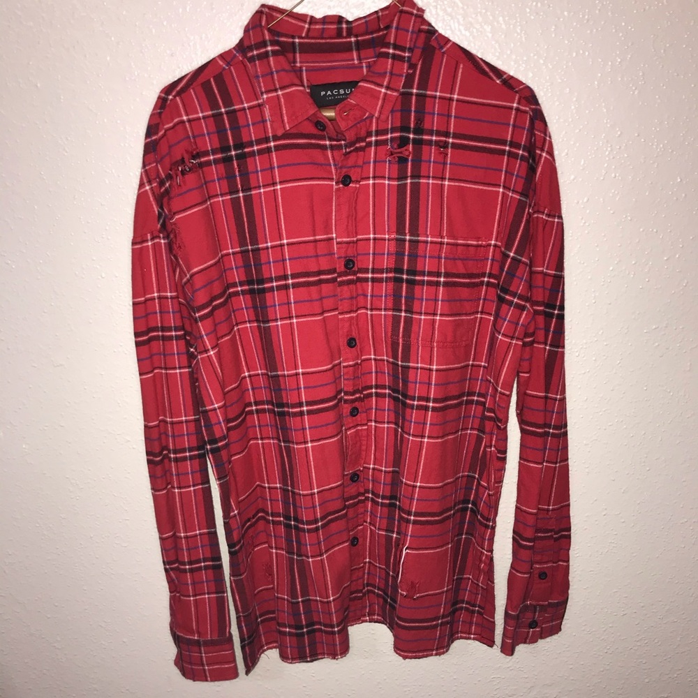 PACSUN RIPPED FLANNEL